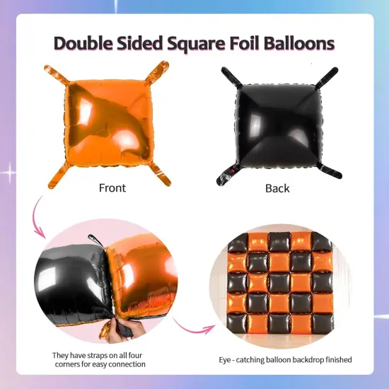 25pcs Black and Orange Foil Square Balloon(Black & Orange) {2}