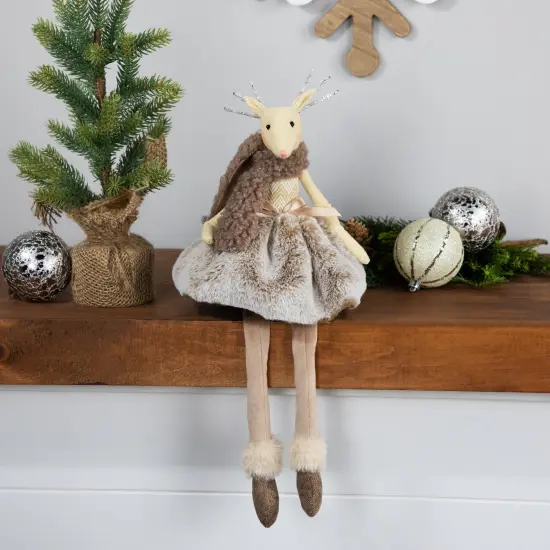 Northlight Sitting Reindeer Girl with Dangling Legs Christmas Figure - 18" Beige {4}