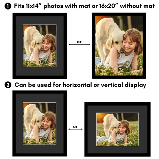 Americanflat Black Poster Frame with Black Mat - Engineered Wood Picture Frame with Plexiglass Front Cover - Wide Picture Frame {4}