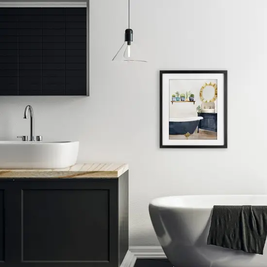 Stupell Industries Blue Tub Bathroom Scene Framed Print Under Glass, design by Kim Allen {2}