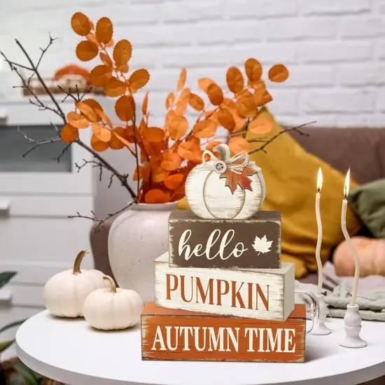 4 Pcs Wooden Table Decorations - Fall Decor {4}