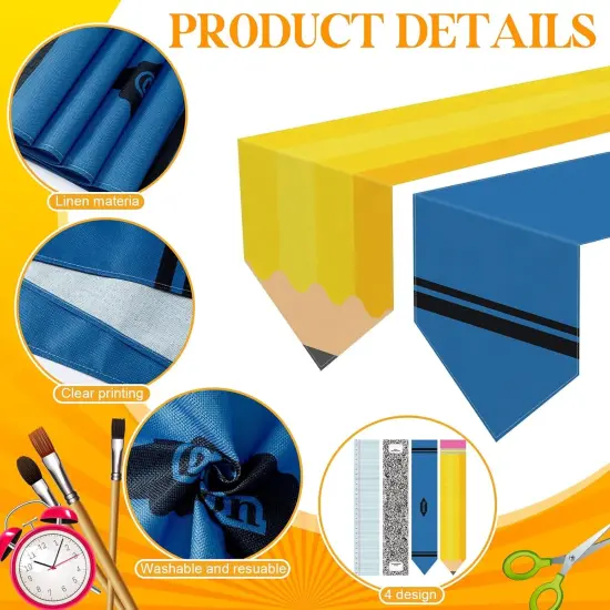 4 Pcs Back to School Decorations Table Runner {2}