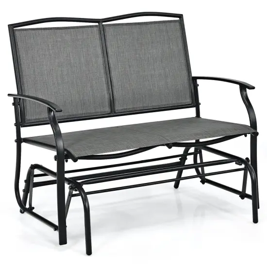 Costway Patio Glider Rocking Bench Double 2 Person Chair Loveseat Garden Grey\Black {2}