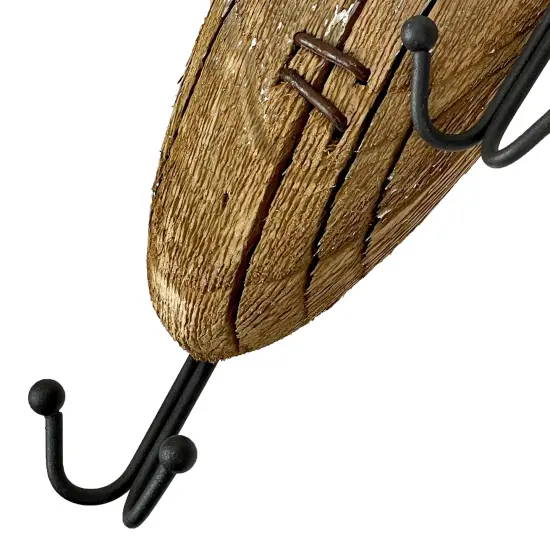 Rustic Wooden Fishing Lure Wall Hook 14in Coastal Nautical Decor Organizer {4}