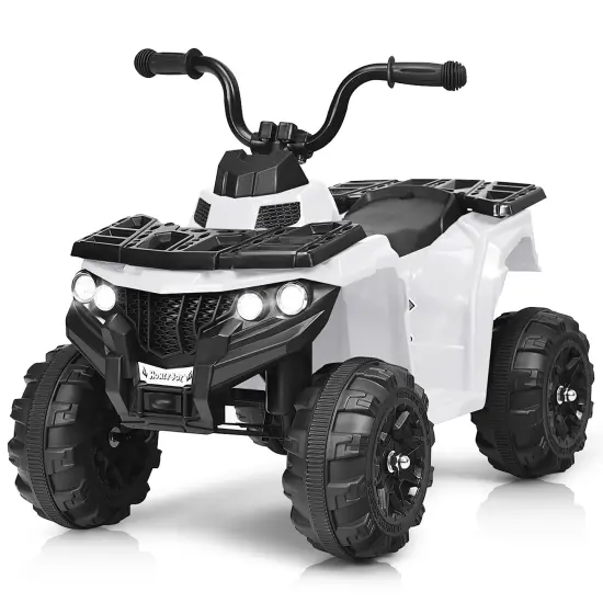 Costway Kids Ride On 4 Wheeler Electric Toy Car ATV Quad 6V Battery Power Led Lights White {1}