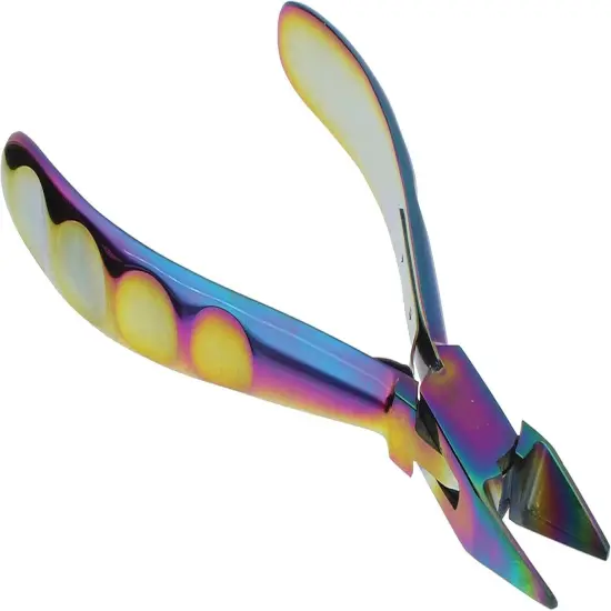 The Beadsmith Chroma Series Flush Cutter, 5.25 inches with hardened stainless-steel head, rainbow titanium coating, contoured comfort grip handle and double-leaf spring, tool for jewelry making {3}