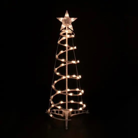 Northlight Lighted Outdoor Spiral Christmas Cone Tree with Star - 3' - Clear Lights White {1}