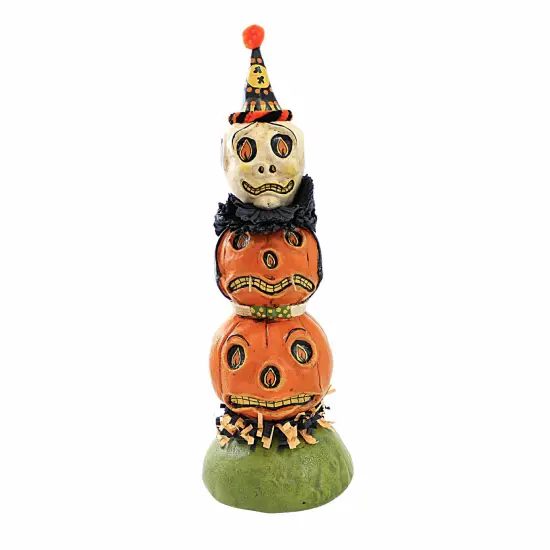 Charles Mcclenning 11.5 Inch Halloween Totem Halloween Figurine , Lightweight Halloween Decor Skull Crepe Paper Orange {1}