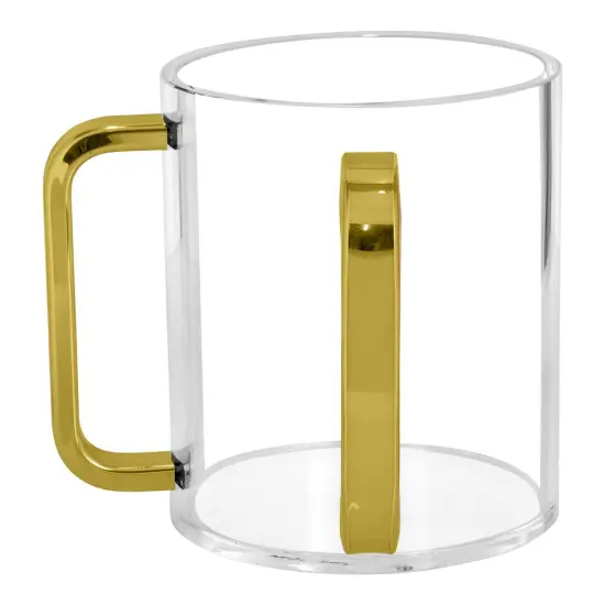 Lucite Wash Cup with Mirrored Gold Handles {2}