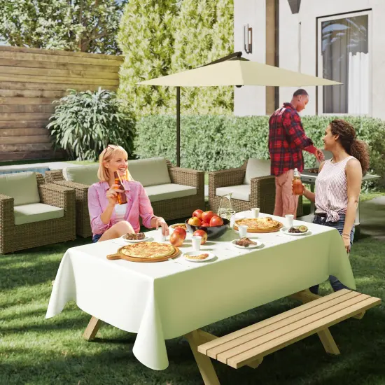 Exquisite Vinyl Tablecloth &ndash; 54" x 108" &ndash; Pack of 1 &ndash; Rectangular Plastic Table Cover with Flannel Backing &ndash; Reusable & Waterproof Tablecloth for Events and Parties White {5}