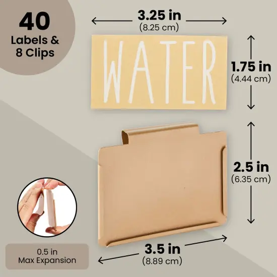 Talented Kitchen 8 Piece Metal Basket Labels Clip On Holders with 40 Labels for Kitchen Storage, Bronze Label Clips for Storage Bins Clear {4}