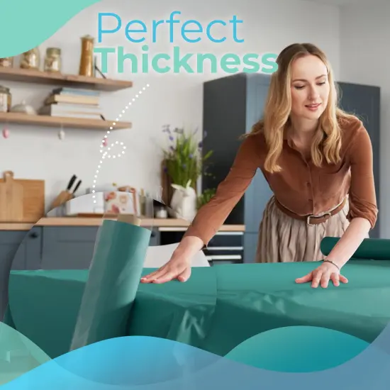 Exquisite Plastic Table Cover Roll &ndash; 40" x 100' Disposable Tablecloth Roll &ndash; Premium Thick 0.5 MIL Plastic Banquet Roll &ndash; Party Table Cover Roll for Events & Catering Teal {3}