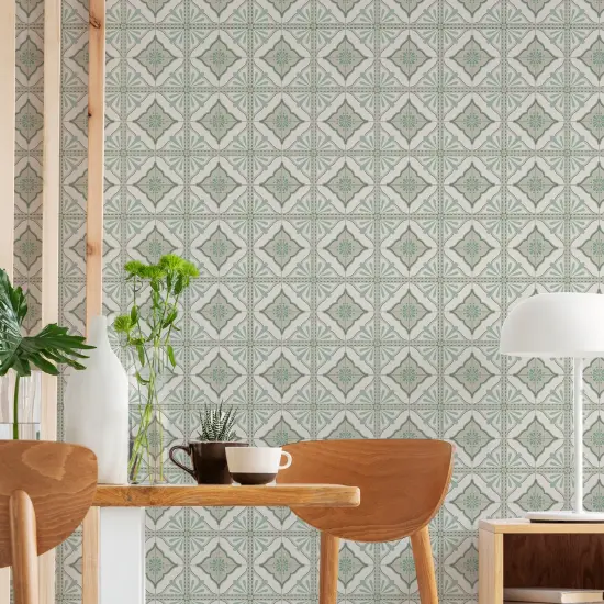 Transform Large Tile Green Peel & Stick Wallpaper {1}