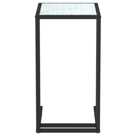 vidaXL Computer Side Table White Marble 19.7"x13.8"x25.6" Tempered Glass {3}
