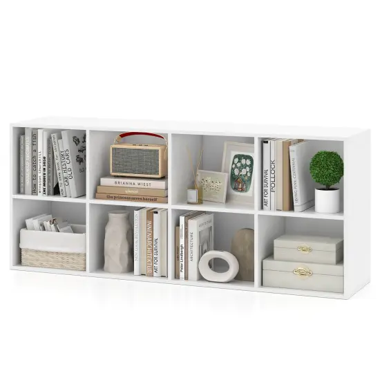 Costway 8-Cube Bookcase Bookshelf with 2 Anti-Tipping Kits Storage Organizer Rustic Brown/White {1}