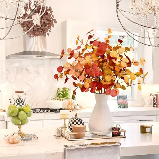 6 Pcs Artificial Eucalyptus Leaves 28'' Tall Fall Flowers Leaf {2}