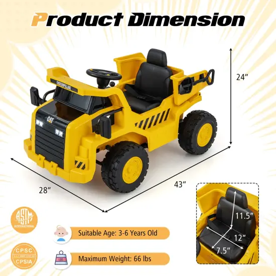 Costway Kids Ride on Dump Truck with 2.4G Remote Control Working Megaphone Sand Shovel {3}