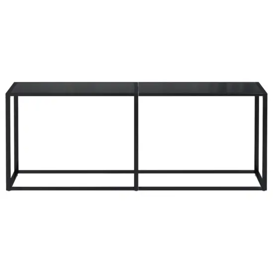 vidaXL Console Table Black 78.7"x13.8"x29.7" Tempered Glass {3}