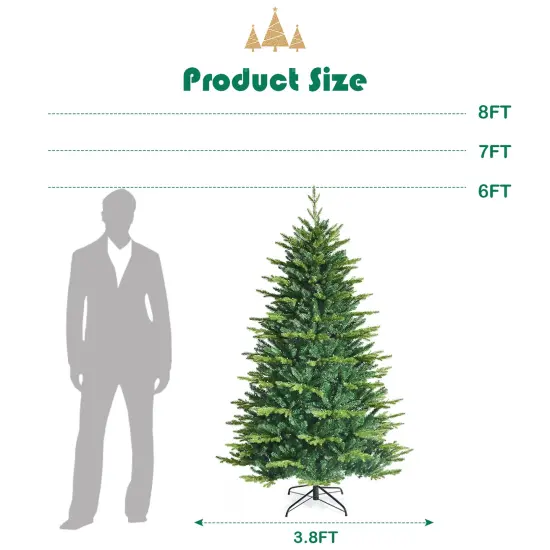 Costway 6ft\7ft\8ft App-Controlled Pre-lit Christmas Tree Multicolor Lights w/ 15 Modes {6}