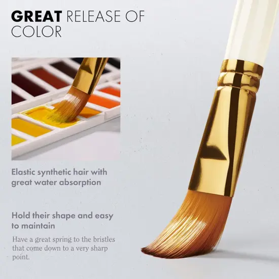 21 Piece Paint Brush Set, ARTIFY 18 Acrylic Paint Brushes, Palette Knife, and 2 Sponges, Professional Artist Paint Brushes for Acrylics, Watercolors, Gouache, Canvas, and Face Painting, Ivory White {5}