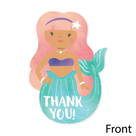 Big Dot of Happiness Mermaid Thank You Cards with Envelopes, Flat Mermaid Birthday Party Blank Thank You Note Cards, Set of 12 {4}