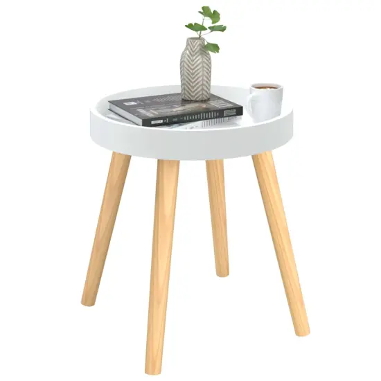 vidaXL Side Table White 15"x15"x15.7" Engineered Wood&Solid Wood Pine {3}