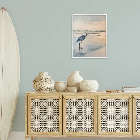 Stupell Industries Heron on Classic Coast Framed Giclee Wall Art Design by Petal Prints Design {2}