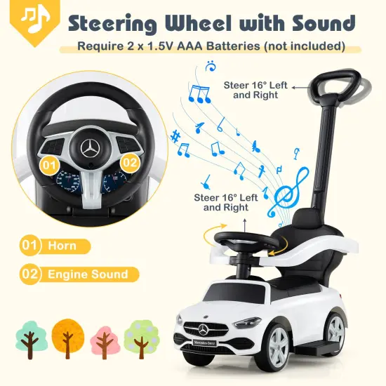 Costway Kids Ride on Push Car Mercedes-Benz Licensed 3-in-1 Sliding Car Blue/Red/White/Black/Pink {6}