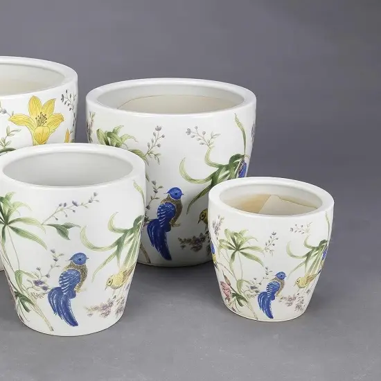 AA Importing Birds and Flowers Set of 4 Planters Multicolor {4}