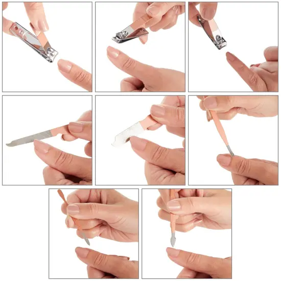 Okuna Outpost Pink Manicure Pedicure Kit, 23-in-1 Nail Clipper Set for Women (Includes Travel Case) {5}