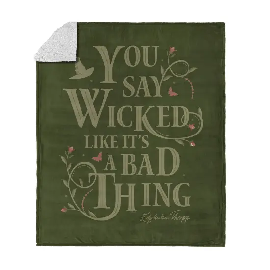 Universal Wicked Silk Touch Sherpa Throw Blanket Say Wicked {1}