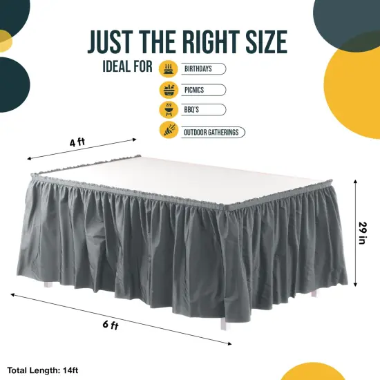 Ruffle Disposable Table Skirt 14 Ft Long Pleated Table Skirts with Adhesive Strip &ndash; Fits 6ft+ Rectangle or Round Tables &ndash; Ideal for Birthday Parties, Gender Reveal, Baby Showers & Event Decorations 6 pack by Exquisite Silver {4}