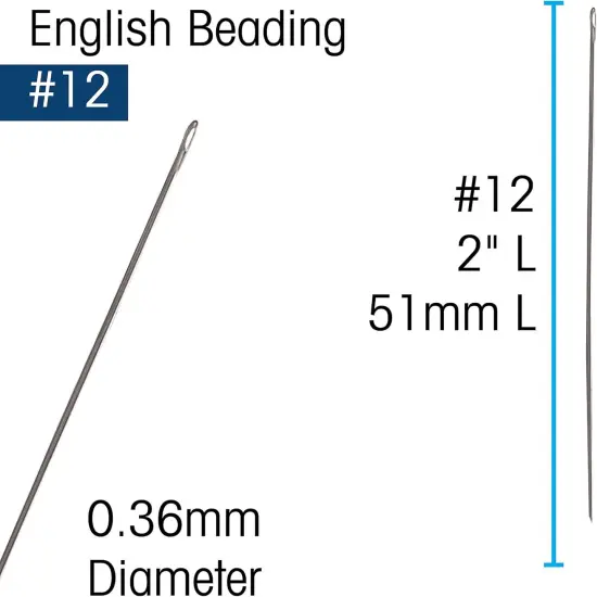 John James English Beading Needles - Size 12, Pack of 25 - Made in England - Use for Loom Weaving Beadwork, Off-Loom Stitching and Jewelry Making with Seed Beads {3}