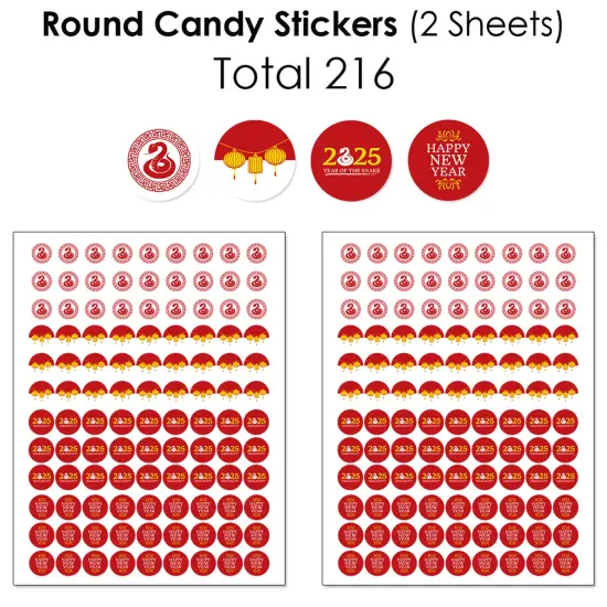 Big Dot of Happiness 2025 Year of the Snake - Lunar New Year Candy Favor Sticker Kit - 304 Pieces {6}