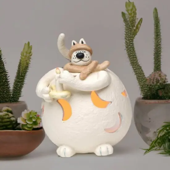 Clay Fat Cat Tealight Candle Holder, Home D&eacute;cor, Gift for Her, Gift for Mom, Kitchen D&eacute;cor, Cat Lovers Gift, Pet Loss Gift {2}