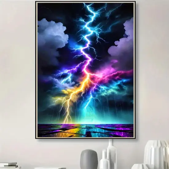 Diamond Art Painting Kits for Adults, Colorful Lightning 5D Diamond Painting Dots Art Kits for Adults Beginner, DIY Full Round Gem Crystal Art Paint by Diamond, Home Wall Decor 12x 16 in {3}