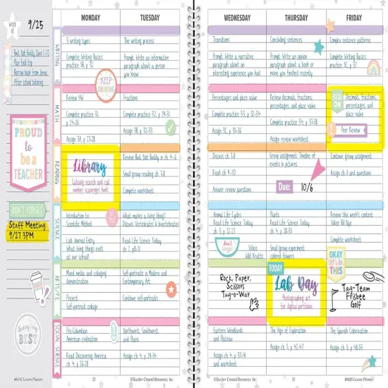 Pastel Pop Teacher Lesson Planner - 8.5 inches X 11 inches {4}