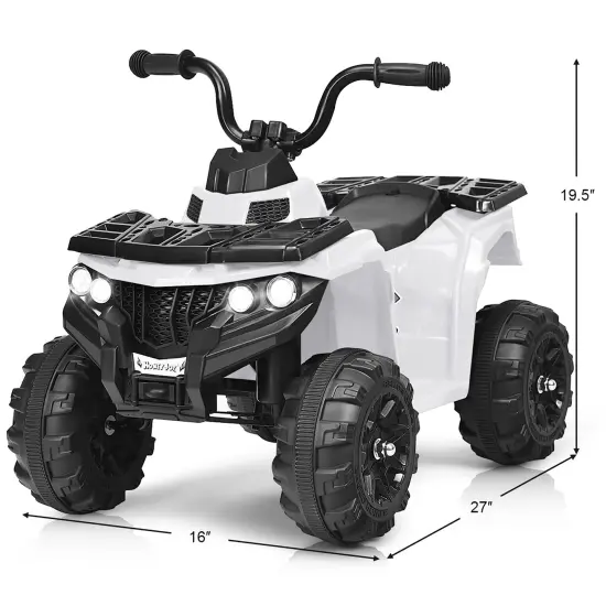 Costway Kids Ride On 4 Wheeler Electric Toy Car ATV Quad 6V Battery Power Led Lights White {3}