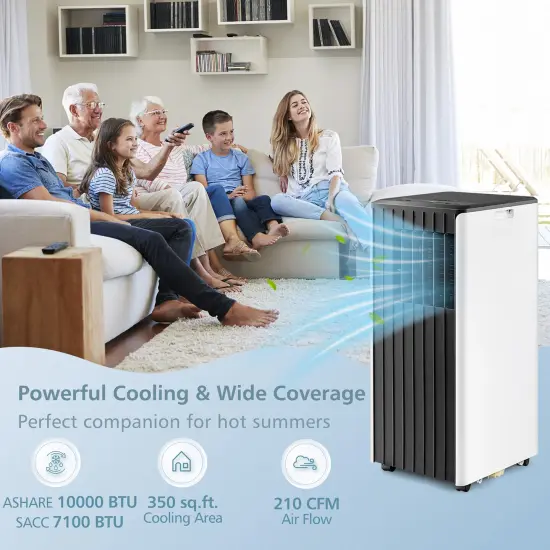 Costway 7100 BTU (10000 BTU ASHARE) Portable Air Conditioner 3-in-1 AC Unit with Cool Dehum Fan Sleep Mode {4}