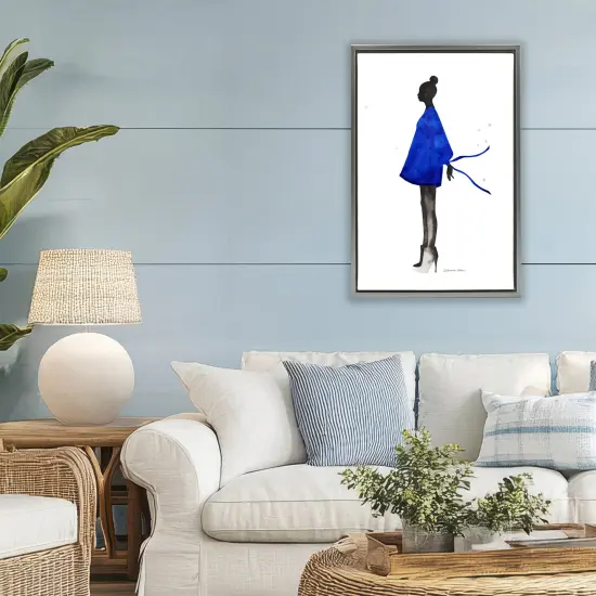 Stupell Industries Girl In Blue Dress Silhouette Floating Frame, design by Simone Elum {2}