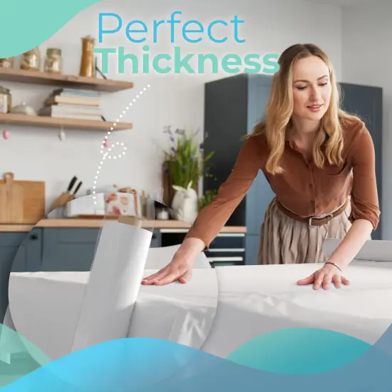 Exquisite Plastic Table Cover Roll &ndash; 40" x 300' Disposable Tablecloth Roll &ndash; Premium Thick 0.5 MIL Plastic Banquet Roll &ndash; Party Table Cover Roll for Events & Catering White {2}