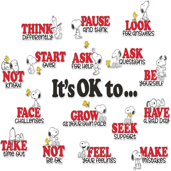 42 Pieces Peanuts Snoopy It's Ok to&hellip; Classroom Bulletin Board Set for Teachers {1}