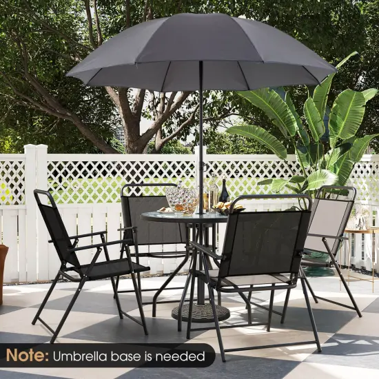 Costway 6 PCS Patio Dining Set Folding Chairs Glass Table Umbrella Garden {4}