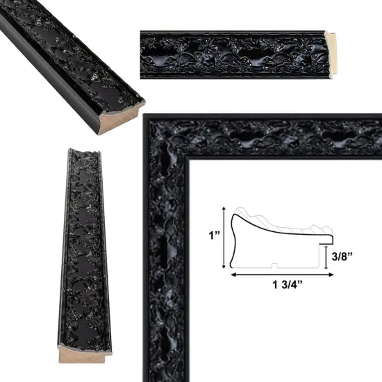 Piano Black Glossy Ornate Picture Frame 40x60 frame {5}