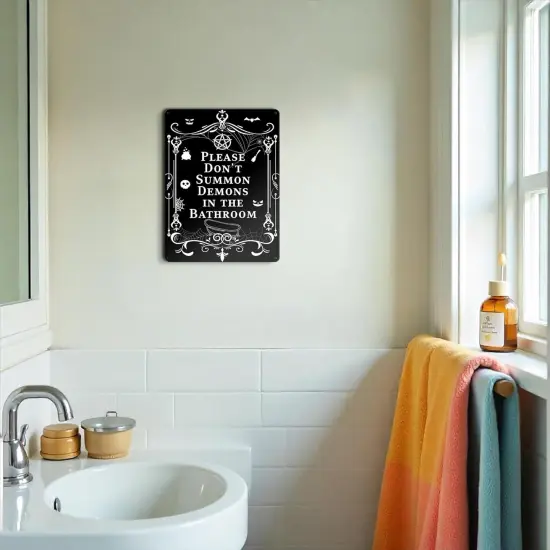 Funny Black Metal Sign for Bathroom Decorations {5}