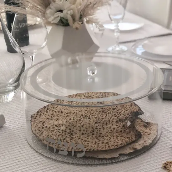 Lucite Matzah Box Silver Classic Design {2}