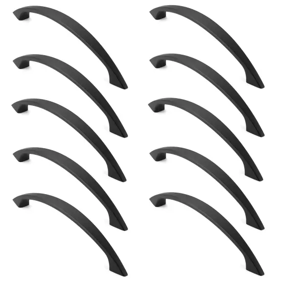 Cauldham Solid Kitchen Cabinet Arch Pulls Handles (5" Hole Centers) - Curved Drawer/Door Hardware - Style M243 - Matte Black {3}