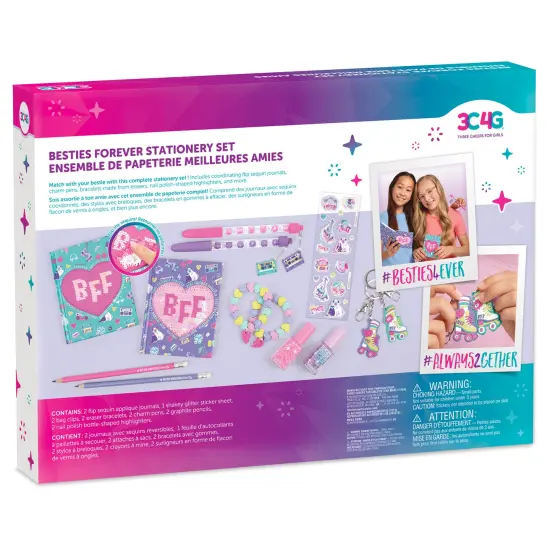 3C4G: Besties&nbsp;Forever Stationery Set - 13pc Matching BFF Set, Journals-Stickers-Bracelets-Keychains-Nail Polish, Three Cheers For Girls, Kids Ages 8+ {3}