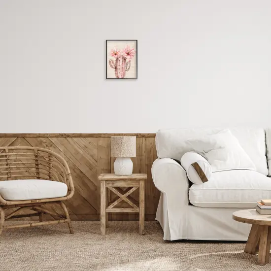 Stupell Industries Pastel Cactus with Blooms Framed Giclee Wall Art Design by Lettered and Lined {2}