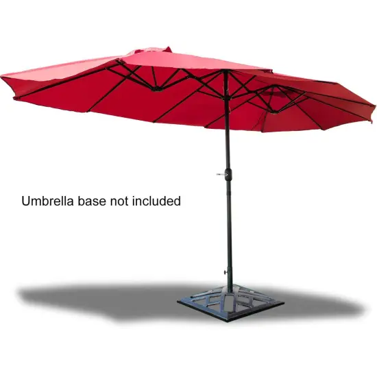 Costway 15' Market Outdoor Umbrella Double-Sided Twin Patio Umbrella with Crank Wine {4}